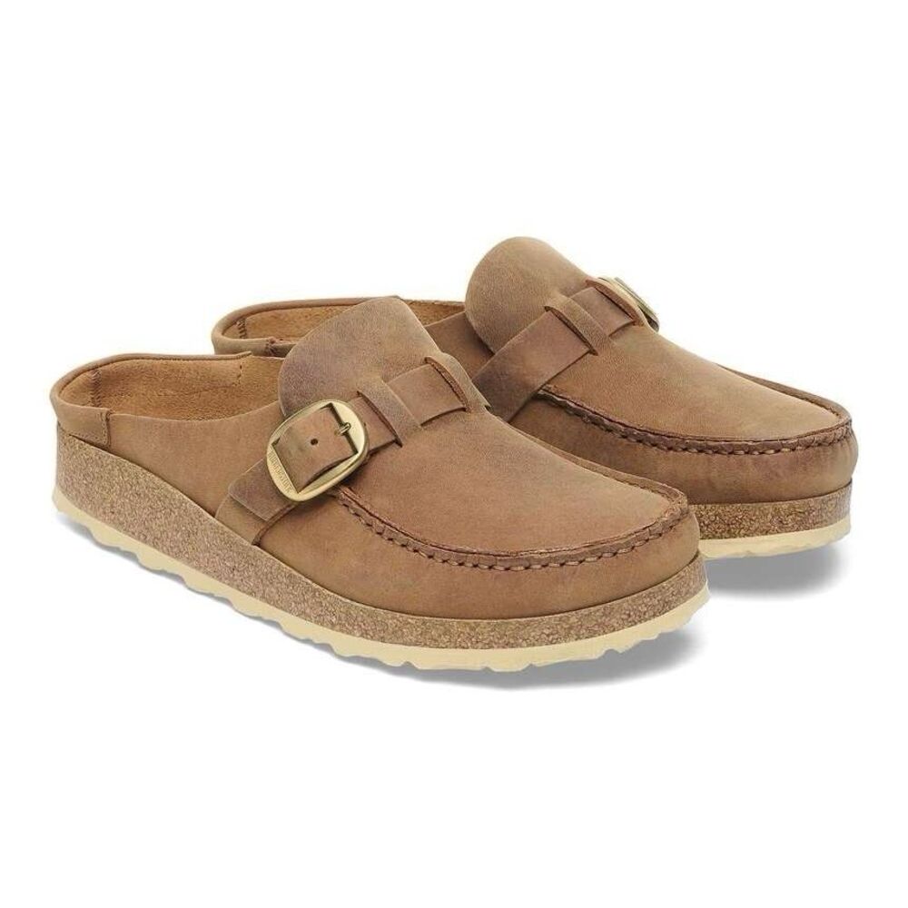 Birkenstock 38 Buckley Clog Sandals Medium Narrow Oiled Cognac Women’s 7 NIB